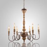 Vintage Iron Filament Painted wood chandelier for Hotel Indoor Lighting (WH-CI