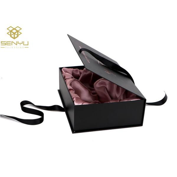 Cardboard Gift Boxes Hair Extension Packaging With Satin Insert Matte Lamination