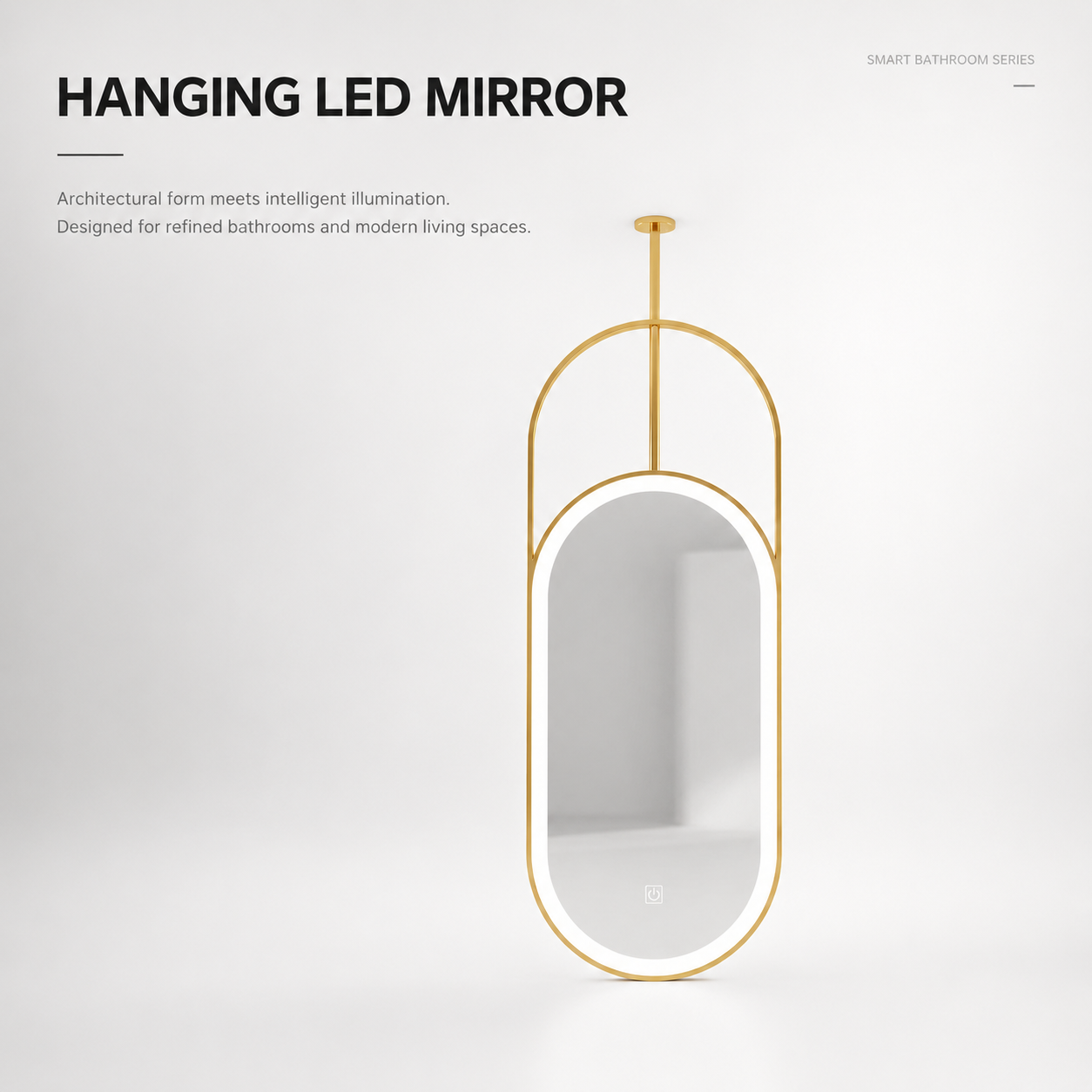 Kingstin Ceiling Mount LED Smart Mirror, Oval Touch Dimming Defog Ceiling Mounted Vanity Mirror Custom Size