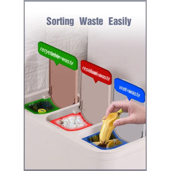 Rectangular Plastic Trash Can With 3 Compartments BROFLY Sorting Garbage Bin