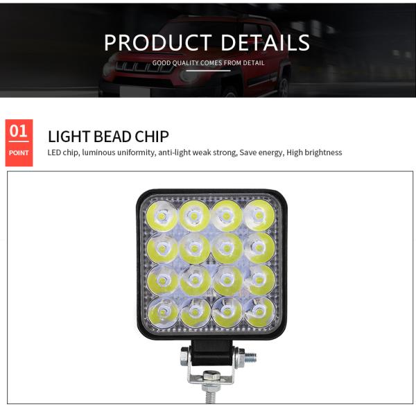 48W 16LED 4WD Square Led Work Lights Off Road Work Light