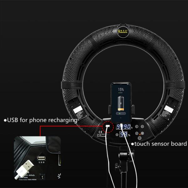 Pro Touch Screen LED Ring Light Rechargeable Battery Power Ring Light Bi Color Bluetooth Control