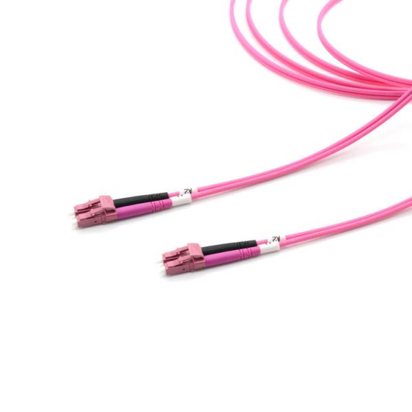 High Density Fiber Optical Patch Cord Duplex LC To LC OM4 Multimode 50/125um Violet