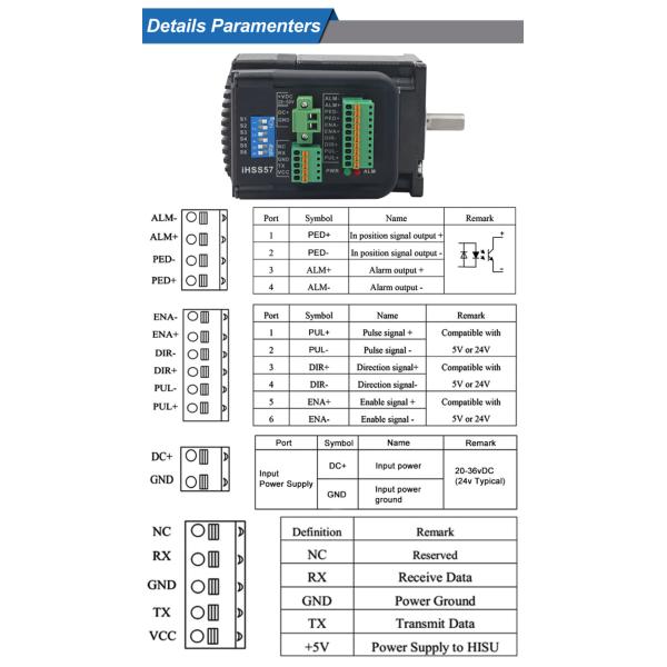 CNC Closed Loop NEMA 23 Integrated Stepper Motor With Driver Step+Direction 57mm 36V DC 2N.M