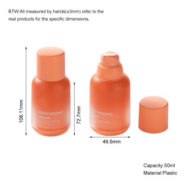 50ml Airless Pump Bottles Customizable Gradient Plastic Vacuum Pump Bottle Cosmetic