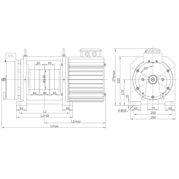 Single Wrap Brake Current Lift Gearless Traction Machine 24 Poles DC110v Brake Vol S5-40% Working System