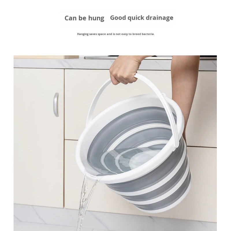 Plastic Collapsible Large Capacity Bucket Portable Square Shape Retractable Folding Bucket with Towel for Home Outdoor