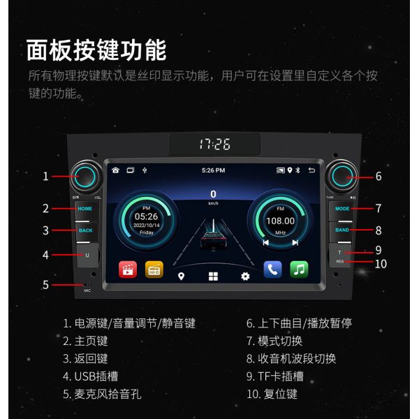 Creatall 7-Inch HD Screen Android Car GPS Navigation System Compatible Opel Smart for BT Wireless CarPlay Dashboard USB
