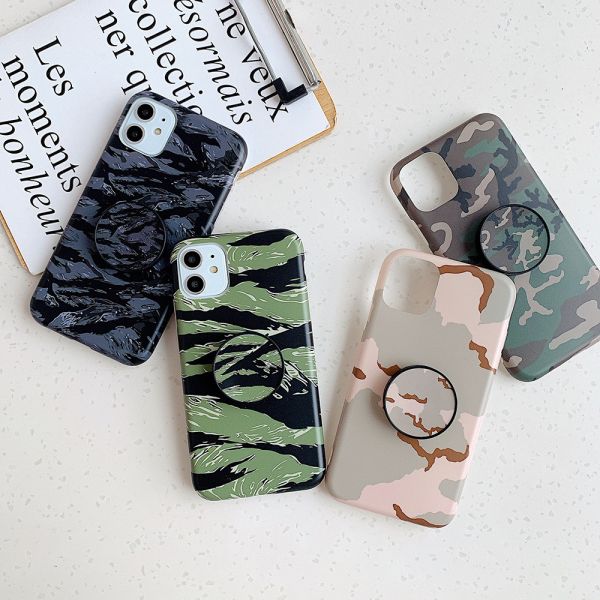 Pop Socket Phone Cover IMD TPU Camouflage Dirt Resistant Scratch Proof