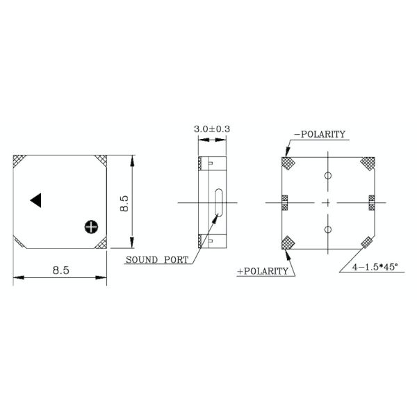 85dB SMD 5V Magnetic Buzzer / Surface Mount Buzzer 8.5*8.5*3mm For TV