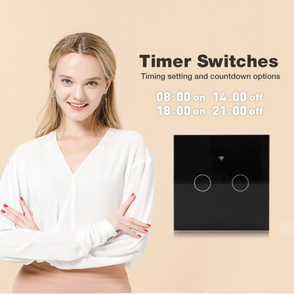 Amazon Alexa And Google Home Control Smart Wall Light Switch Tempered Glass Touch Screen