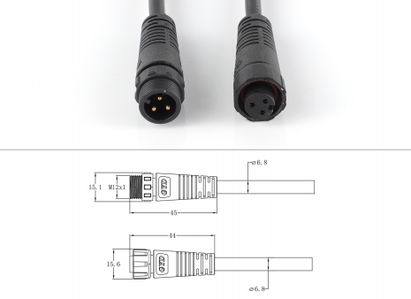 Waterproof Ip67 Straight Assembly Plug Cable Panel Mounted Pcb A D Code Female M12 4 Pin Connector