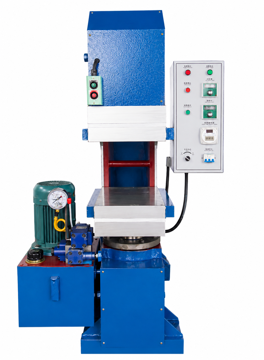 PLC Controlled 0.25MN Total Pressure Electric Heating C Type Vulcanizing Press for Rubber Car Mat Making