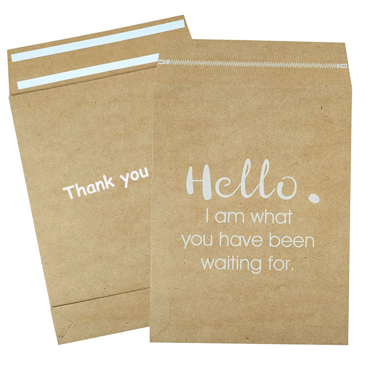 Custom Kraft Cardboard Mail Bag Flat Bottom Expanded Envelope Packaging Clothing Shopping Paper Mail Bag