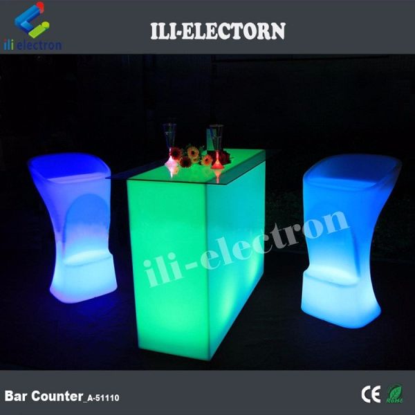 Rectangle Illuminated Bar Table Waterproof For Outdoor Garden