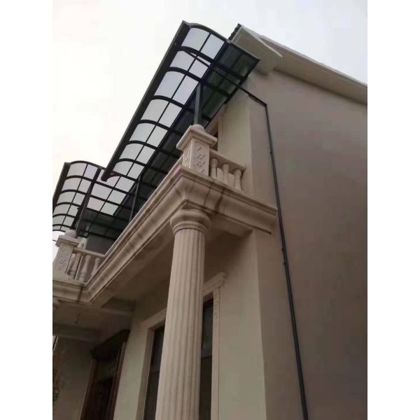 Custermized Black White Gray PC Coated Impact Resistant Multiple Sizes Aluminum Frame Polycarbonate Awnings