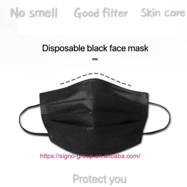 Black earloop Disposable Protective Face Mask 50pcs/box Anti Pollution