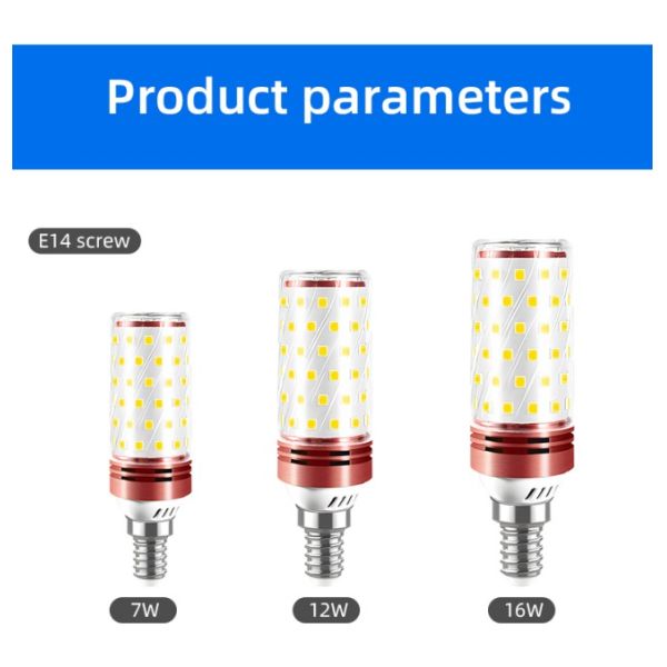 Tri-Color Dimmable LED Corn Bulb Light 12W 16W With E14 And E27 Screw Base