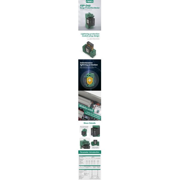 Green Color 10kA DC Surge Protector 2P CM DM Protection