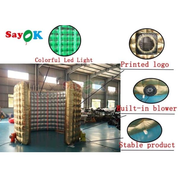 Customized Inflatable 360 Photo Booth Shape Enclosure Gold Inflatable Backdrop Booth
