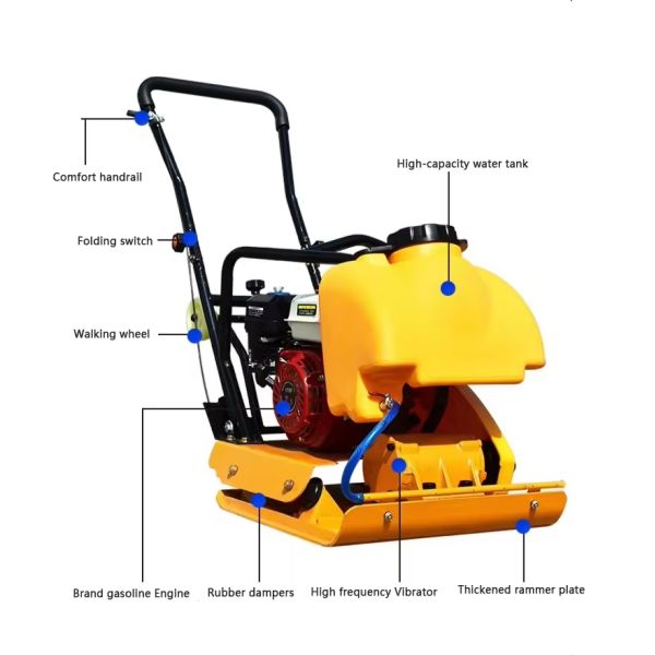 Construction Road Work Area C90T Soil Handheld Forward Vibratory Plate Compactor Machine with 20KN Centrifugal Force