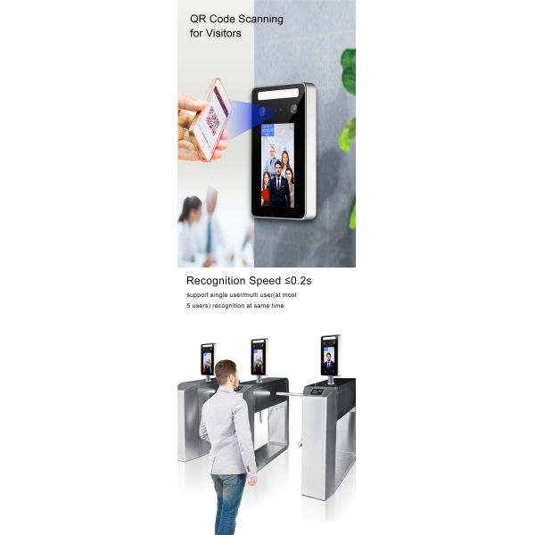HD Screen 5 Inch Face Recognition Machines AI Based Live Smart Access Control