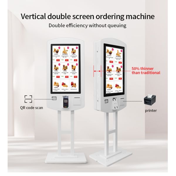 Dual Screen Digital TFT Restaurant Ordering Machine With QR Scanner Printer