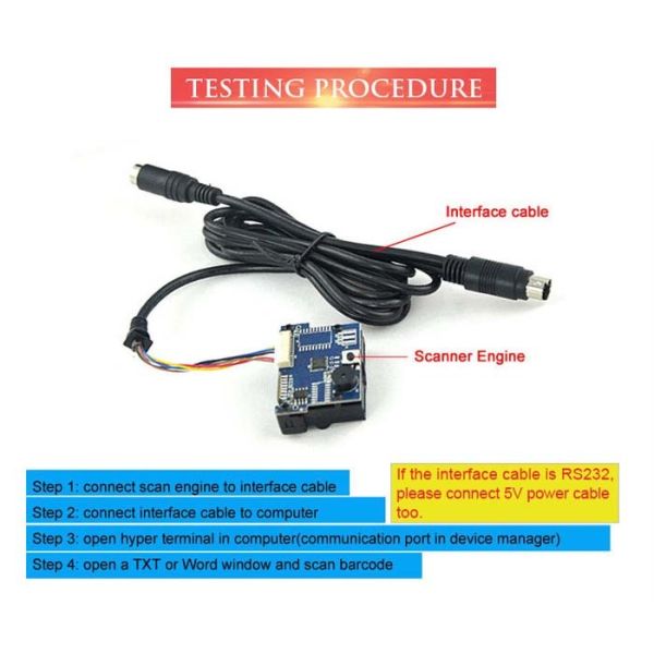 Raspberry Pi 1D CCD OEM Barcode Scanner Module Reading EAN JAN UPC