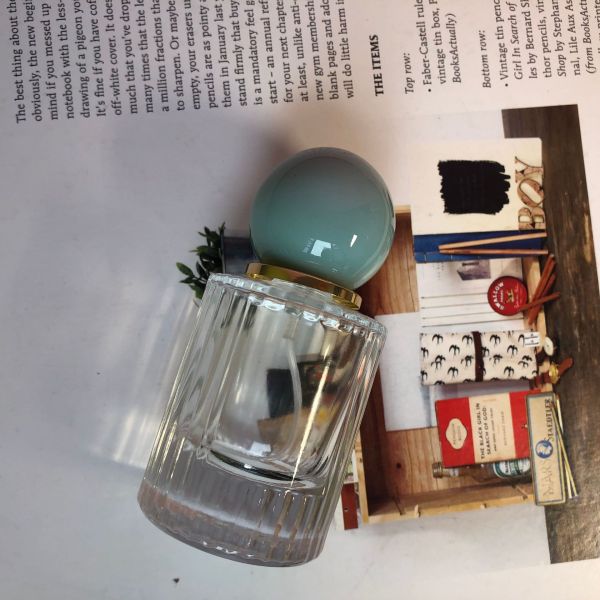 Glass 50ml Perfume Spray Bottle Round Cap Cosmetic Rectangle Shape