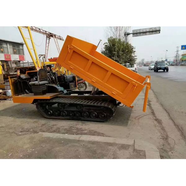 Professional crawler dump truck/carrier showing its robust construction and track system