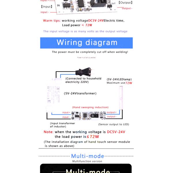 36W 12V XK-GK-4010A DC 12V Sweep Hand Sensor Switch Module for Customized Applications