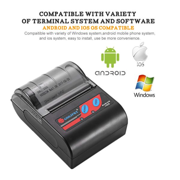 Bluetooth Interface Type Wireless Mobile Printer 12V 1A 50 - 80mm/s Printing Speed