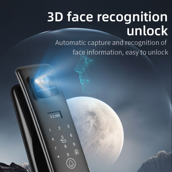 Multi-Languages 3D Face Automatic Smart Entry Door Locks Black Cerradura Inteligente