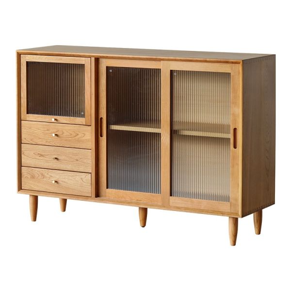 Buffet Kitchen Cabinet with Storage Cube, Solid Wood Side Cupboard Standing Drawer for