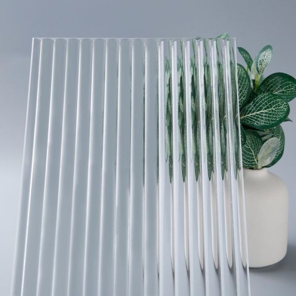 Ultra Clear Float Pattern Decorative Glass Narrow Reeded Tempered Sheet Glass Stair Manufacturing Plant