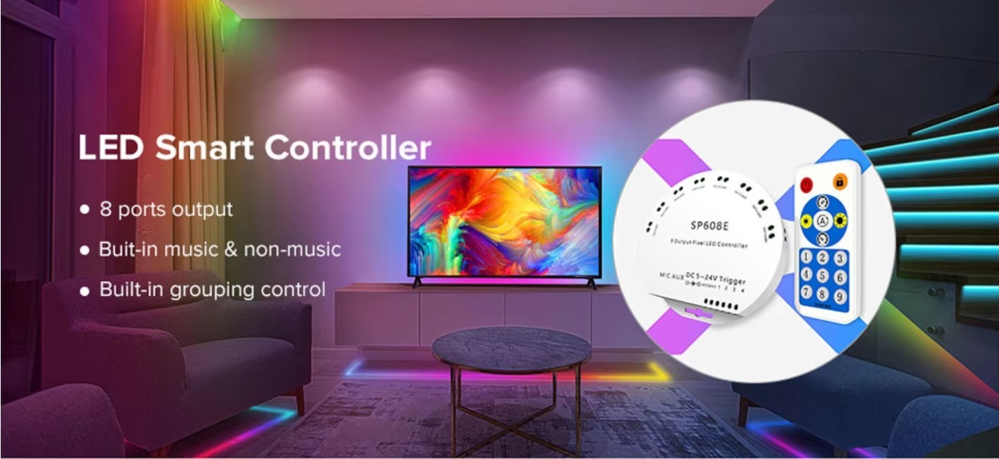SPI App Smart LED Controller SP608E Music Sync RF Remote Control Led Pixel Controller