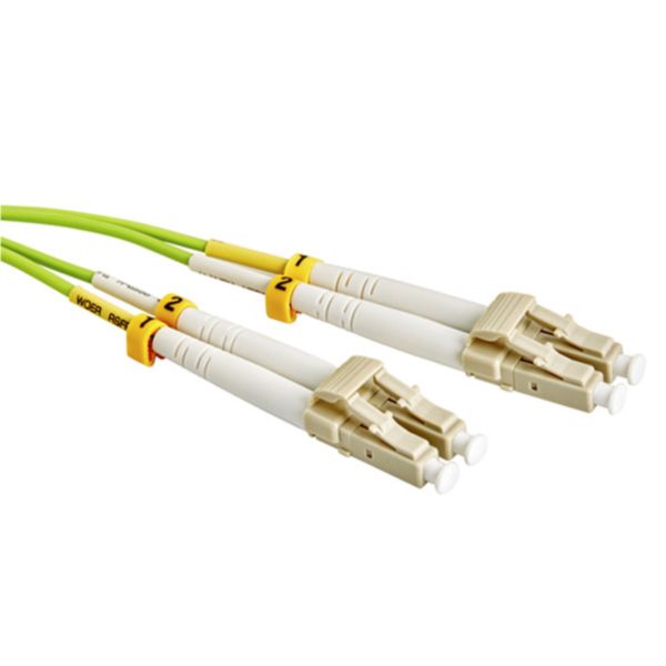 LC-LC Duplex Multimode OM5 Fiber Optic Patch Cord with 0.35dB Insertion Loss and 60dB Return Loss