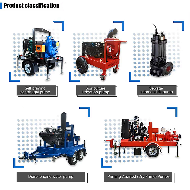Self Priming Pump Portable Trash Water Pump High Performance Diesel Engine Pump Set