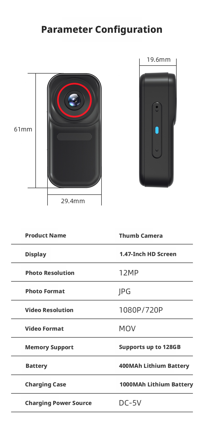 Mini Portable Action Camera WiFi Pet Camera Lightweight Loop Recording for Kids Pet Lovers Travel and Teens Beginners Vlog