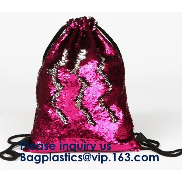 Fashion Bling Sublimation Strapping Sequin Drawstring Backpack Bag,Glitter Mermaid Flip Sequin Bag Outdoor Shoulder Reversib
