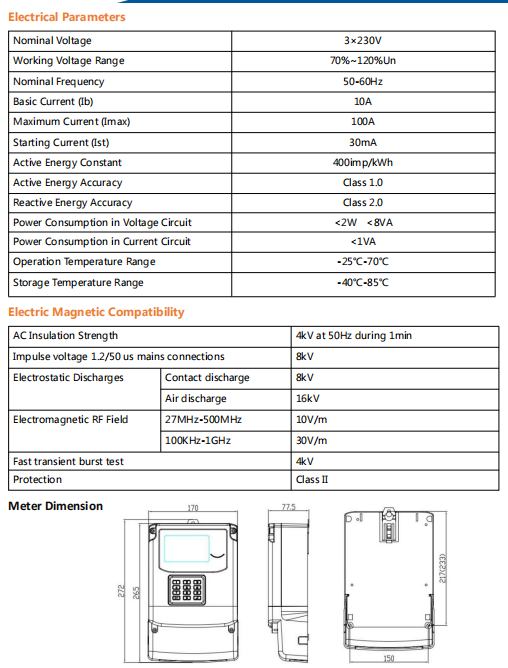 STE38-S Split Keypad Prepaid Three Phase Electricity Meter