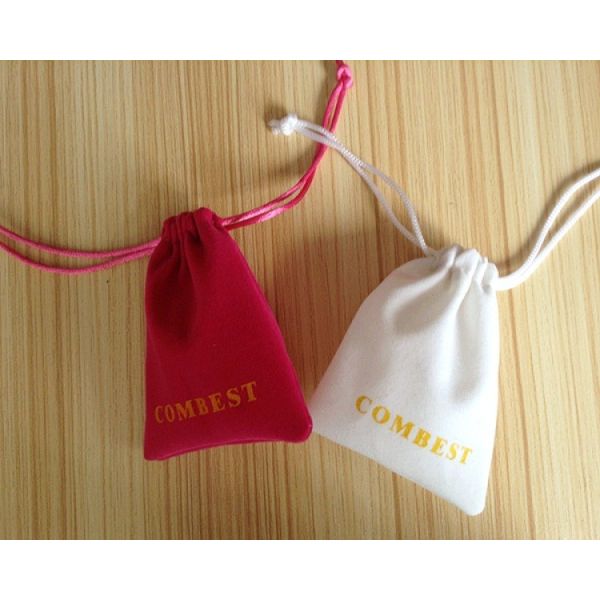 Embossed Logo Jewelry Drawstring Eco Friendly Velvet Gift Pouches