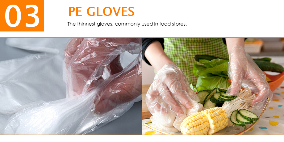 Lightweight Disposable CPE Gloves Transparent Gloves For Food Processing
