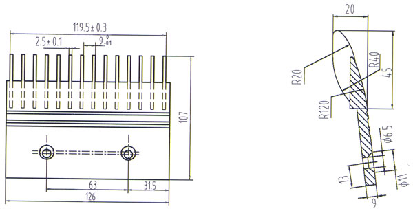 1000mm Lift Comb Plate Escalator Components Parts Parallel Escalator