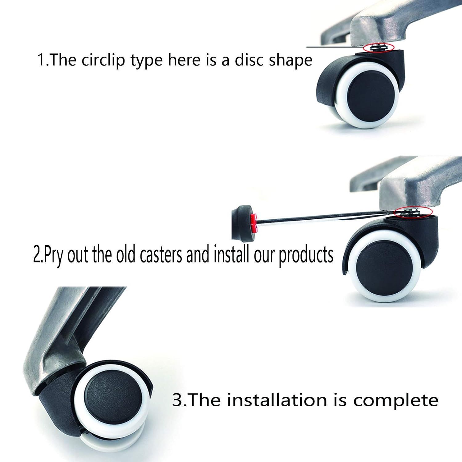 Efficiently Designed Office Chair Caster Wheels With 40kg Capacity