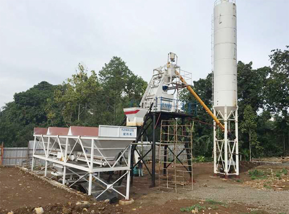 Stationary Type Mini Cement HZS35 Fixed Concrete Batching Plant