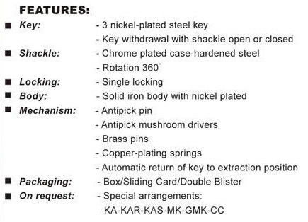 "VACHETTE" CHROME-PLATED IRON PADLOCK