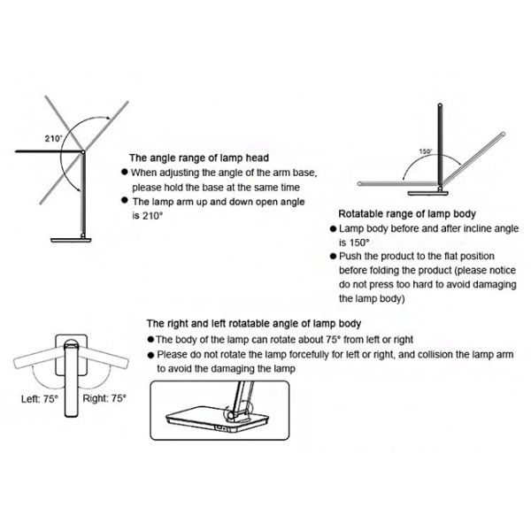 ABS Touch Portable Smart LED Table Lamp Dimming Brightness Foldable Eye Protection
