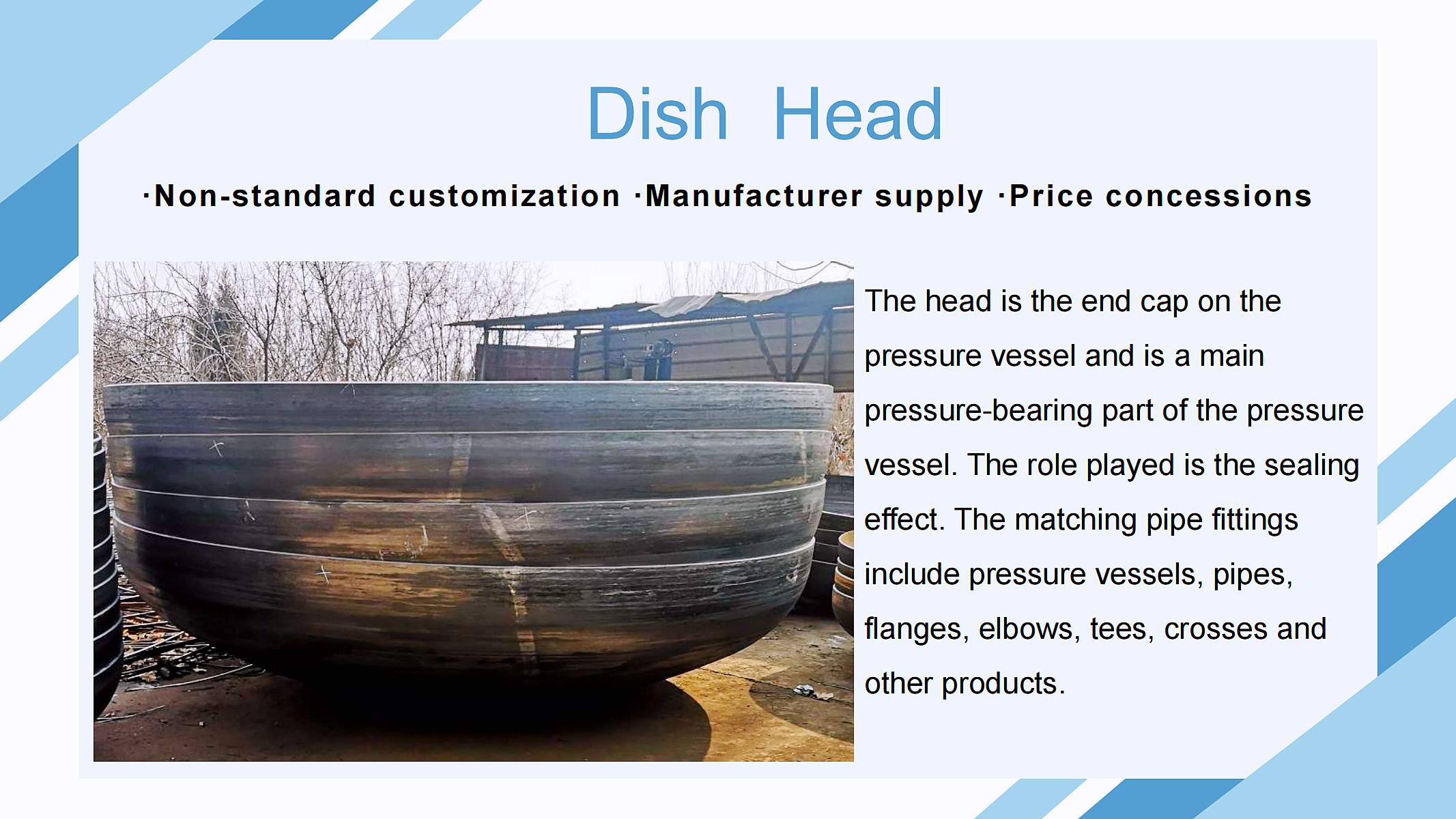 OEM Services Customized Size Elliptical Head Flanging Industrial Flat Bottom Dish Head