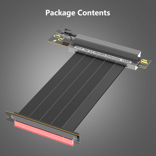 PCIE 4.0 Extension Cable, Black 16x Shielded High Speed GPU Riser Cable with PCI Express Port for GPU Extension Card, Length 20cm( Dual 90 Degree )